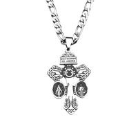 SDFXCDR Jesus Cross Pendant Necklace for Men Women Gold Plated Catholic Saint Benedict Faith Amulet Jewelry