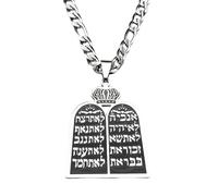 SDFXCDR Jewish Torah Scroll Ten Commandments Necklaces Men Women Judaism Gold Color Hebrew Prayer Shema Israel Jewelry