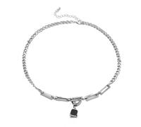 SDFXCDR men necklace chain friendship Black Square Pendant Necklace Bracelet for Men Trendy Cuban Chain Necklace Jewelry Set Male Collar Chain gift