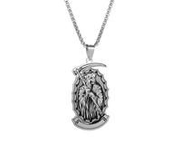 SDFXCDR men necklace chain friendship Gothic Death Grim Reaper Scythe Pendant Hell Skull Necklace Biker Rock Halloween Jewelry for Men gift
