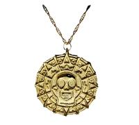 SDFXCDR men necklace chain friendship Movie Accessories Caribbean Akg Pirates Aztec Gold Color Coin Necklace Retro Skull Pendant Punk Hip Hop Necklace gift