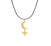 SDFXCDR mens chain necklace Astrological Black Moon Lilith Pendant Necklace for Women Crescent Moon Cross Leather Rope Jewelry Amulet Gift teachers gifts