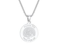 SDFXCDR mens chain necklace Catholic Saint Padre Pio Necklace for Men Women Gold Color Round Pendant Necklaces Religious Prayer Jewelry Gift teachers gifts