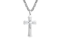SDFXCDR mens chain necklace Chunky 3-layer Cross Necklaces for Men Boys Bold Byzantine Link Chain Necklace Gold Silver Color Pendants Punk Jewelry teachers gifts