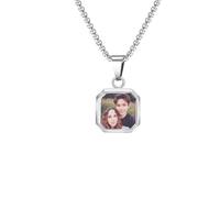 SDFXCDR mens chain necklace Customized Photo Necklace for Men Boys Square Pendant Necklace DIY Photo Jewelry Gift for Him teachers gifts