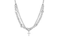 SDFXCDR mens chain necklace Long Tassel Cross Necklaces for Men Women Reflective Beads Irregular Beaded Necklaces Double Layers Collar teachers gifts