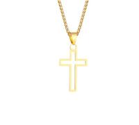 SDFXCDR mens chain necklace Men Cross Necklace Outlined Cross Mens Pendant Hollow Crucifix Outline Religious Confirmation Jewelry teachers gifts