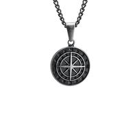 SDFXCDR mens chain necklace Men Retro Silver Color Seeker Compass Necklaces Rock Punk Vintage Round Coin Pendant Collar Gift Jewelry teachers gifts