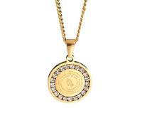 SDFXCDR mens chain necklace Men's Bible Verse Prayer Zircon Necklace Praying Hands Coin Medal Pendant Necklaces Luxury Faith Jewelry Gift teachers gifts