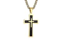 SDFXCDR mens chain necklace MP Heavy Cross Necklaces for Men Boys Retro Byzantine Link Chain Necklace Two Tones Pendant Necklace Prayer Jewelry teachers gifts