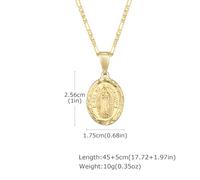 SDFXCDR mens chain necklace Necklace for Men Boys Catholicism Oval Pendant with Figaro Chain Faith Prayer Jewelry Gift teachers gifts
