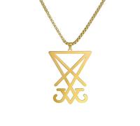 SDFXCDR mens chain necklace Sigil Of Lucifer Satan Symbol Pendant Necklace For Men Women Seal Of Satan Emblem Amulet Jewelry teachers gifts