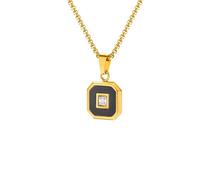 SDFXCDR mens chain necklace Stylish Square Pendant Necklaces for Men Small Geometric Natural Stone Pendant Center Zircon Collars Gift teachers gifts