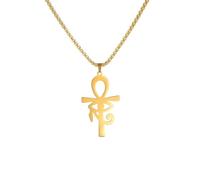 SDFXCDR mens chain necklace Viking Eye of Horus Egypt Cross Necklace For Men Women Religious Pendant Amulet Vintage Gold Color Jewelry teachers gifts