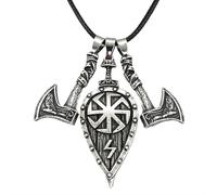 SDFXCDR mens chain necklace Viking Jewelry Sword Shield Odin Raven Wolf Axe Amulet Slavic Kolovrat Symbol Talisman Male Necklace teachers gifts