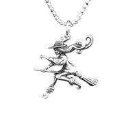 SDFXCDR mens chain necklace Witch On Broomstick Halloween Charm Pendants For Jewelry Making Magician Pendants Charm Wizard teachers gifts