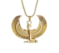 SDFXCDR mens necklace Ancient Egyptian Goddess Isis Spread Wings Necklace for Men and Women Religious Lucky Amulet Jewelry teachers gifts