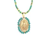 SDFXCDR mens necklace Catholic Pendant Bohemian Beaded Necklace Women Fashion Religious Prayer Jewelry teachers gifts