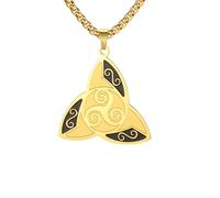 SDFXCDR men's necklace，Celtics Spiral Knot Necklace Triple Triskele Pendant Spiral Trinity Knot Good Luck Irish Amulet Jewelry