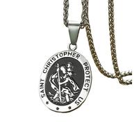 SDFXCDR mens necklace Classic Christian Saint Christopher Pendant Vintage Metal Greek Amulet Pendant Necklace for Men teachers gifts