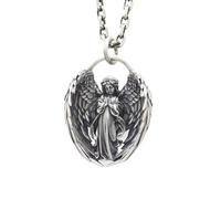 SDFXCDR mens necklace Classic Silver Plated Praying Angel Wings Pendant Necklace Men Women Fashion Protection Amulet Jewelry Birthday Gift teachers gifts