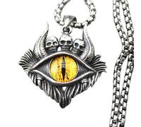 SDFXCDR mens necklace Domineering Men's Retro Evil Eye Demon Skull Head Horn Pendant Necklace teachers gifts