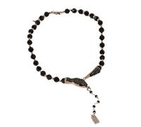 SDFXCDR men's necklace，Exaggerated Handmade Black Beads Snake Head Necklace for Women Imitation Pearl Vintage Rosary Beads Crystal Pendant Jewelry