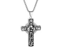 SDFXCDR mens necklace Exquisite Christian Eucharistic Halo Cross Pendant Necklace for Men Women Catholic Holy Spirit Church Jewelry teachers gifts