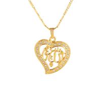 SDFXCDR mens necklace Exquisite Islamic Allah Inlaid Zirconia Heart Shape Pendant Necklace for Women Arabic Muslim Amulet Jewelry Ramadan Gift teachers gifts