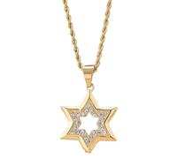 SDFXCDR mens necklace Fashion Star of David Pendant Men's Bling Iced Out Hexagram Necklace Women's Judaism Shield of David Amulet Jewelry teachers gifts