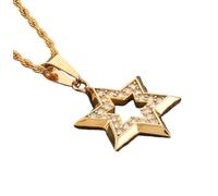 SDFXCDR mens necklace Fashion Star of David Pendant Men's Bling Iced Out Hexagram Necklace Women's Judaism Shield of David Amulet Jewelry teachers gifts