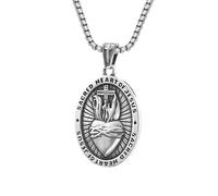 SDFXCDR mens necklace Fashion Vintage Sacred Heart of Necklace for Men Women Religious Cross Pendant Biker Amulet Jewelry teachers gifts