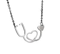 SDFXCDR mens necklace Gold Color Stethoscope Pendant Necklace Heart Doctor Nurse Medical For Women Necklace teachers gifts