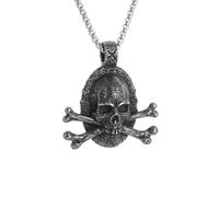 SDFXCDR mens necklace Gothic Black Pirates of The Caribbean Crossbones Skull Pendant Necklace Men's Statement Punk Biker Necklace teachers gifts