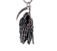 SDFXCDR mens necklace Gothic Hell's Grim Reaper Scythe Pendant Mystical Demon Skull Necklace Men's Motorcycle Punk Rock Jewelry teachers gifts
