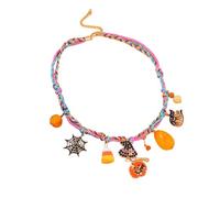 SDFXCDR men's necklace，Gothic Punk Halloween Metal Chains Necklace For Women Vintage Black Spider Bat Pumpkin Ghost Hat Choker Festival Jewelry