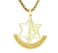 SDFXCDR men's necklace，Hebrew Hexagram Necklace Israel Defense Forces IDF Symbol Pendant Jewelry Hanukkah Gift