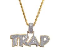SDFXCDR mens necklace Ice Out Chain Necklace Trap Design Letter Pendant Personality Trend Fashion Hip Hop Necklace teachers gifts