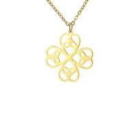 SDFXCDR men's necklace，Infinity Heart Clover Necklace Irish Shamrock Trinity Knot Good Luck Amulet Friendship Jewelry