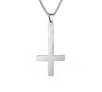 SDFXCDR mens necklace Male Black Plated St Peter's Inverted Cross Pendant Necklace for Men Choker Crux de Sanctus Petrus Jewelry teachers gifts