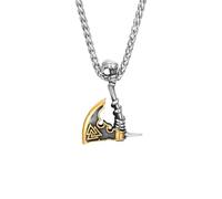 SDFXCDR mens necklace Men Vikings Ax Necklace Gold Color Norse Rune Axe Thor Hammer Mjolnir Slavic Amulet Self-defense Pendant Male Jewelry teachers gifts