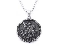 SDFXCDR mens necklace New Design Vintage Saint George Pendant Necklace For Men Boys Punk Biker Religious Amulet Jewelry teachers gifts