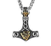SDFXCDR men's necklace，Nordic Pirate Thor Hammer Rune Men's Dominant Pendant Necklace