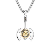 SDFXCDR mens necklace Norse Double Edged Axe Pendant Necklace Vikings Hatchet Gold Color Compass Slavic Runes Amulet Pendant Male Gift teachers gifts