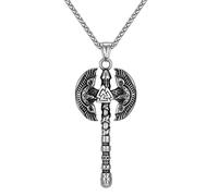 SDFXCDR mens necklace Norse Runes Odin's Raven Giant Axes Necklaces Men Vikings Valknut Amulet Pendant Scandinavian Jewelry Male Gifts teachers gifts