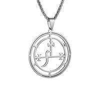 SDFXCDR mens necklace Retro Devil Satan Seal Pendant Magic Necklace Men's Trendy Kabbalah Amulet Jewelry teachers gifts