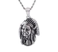 SDFXCDR mens necklace Retro Ethnic Style Indian Chief Head Pendant Necklace Men Tribe Legend Chief Pendant Jewelry Gift teachers gifts