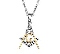 SDFXCDR mens necklace Retro Viking Masonic Necklace Men Gold Color Mason Symbol Pendant Norse Amulet Genuine Leather Rope Male Jewelry teachers gifts