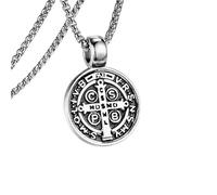 SDFXCDR men's necklace，Saint Benedict's Cross Religious Pendants Italian Exorcist Saint Brand Necklace Jewelry