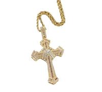 SDFXCDR mens necklace Shiny Ice Crystal Zircon Christian Cross Pendant Men and Women Hip Hop Trend Jewelry Catholic Amulet Necklace teachers gifts